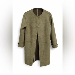 Catherine Malandrino Faux-Suede Longline Coat — XS